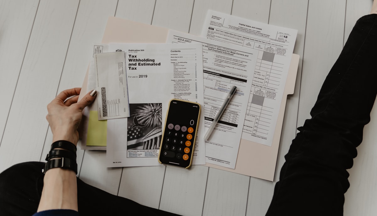 A paycheck calculation on a desk